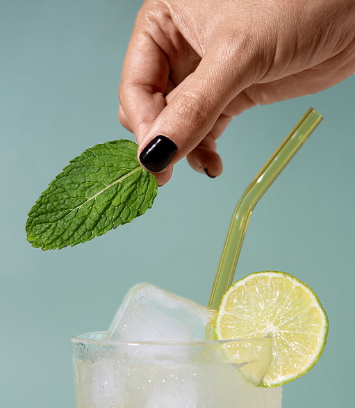 Panorama moments Mojito with a straw