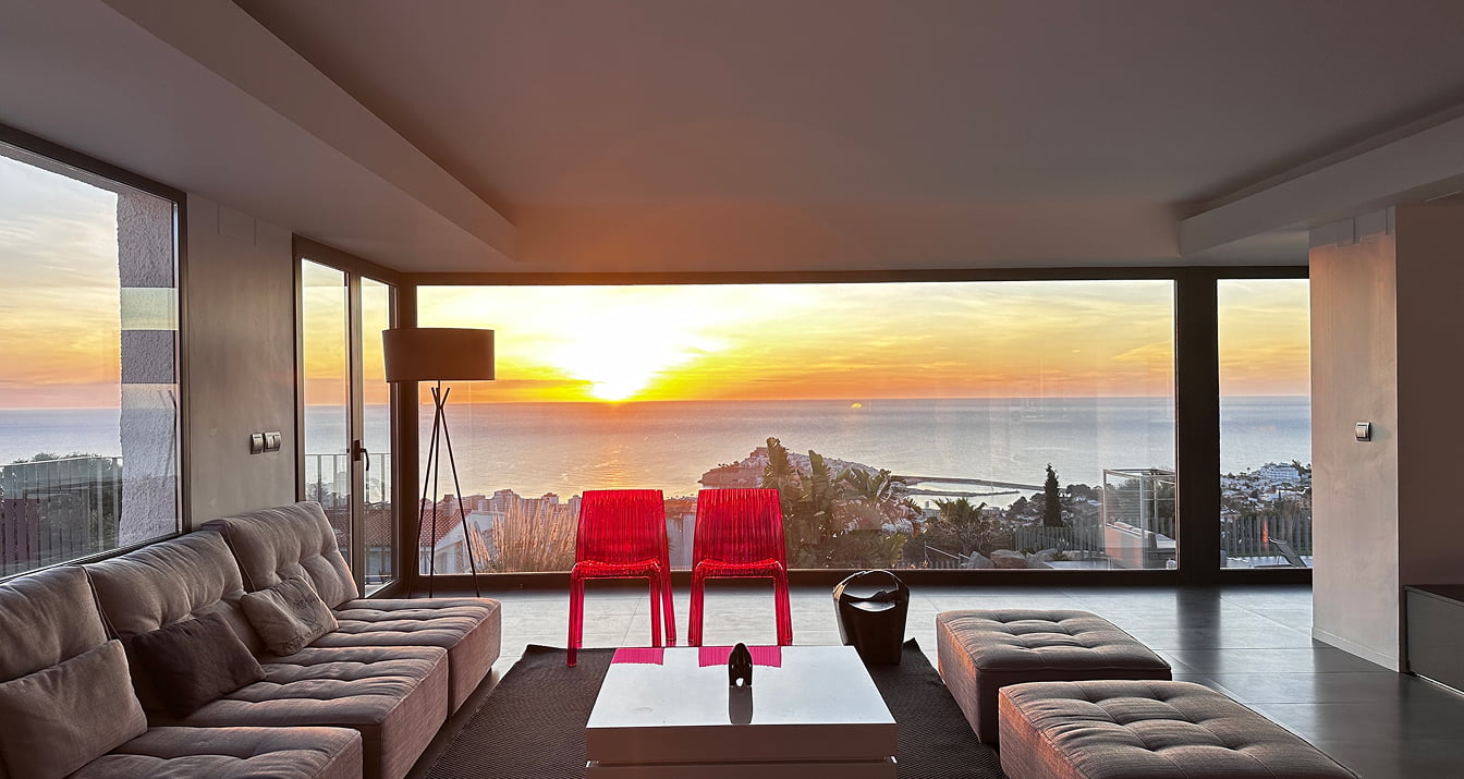 Dining room at Villa Atalaya Dining room with sea views