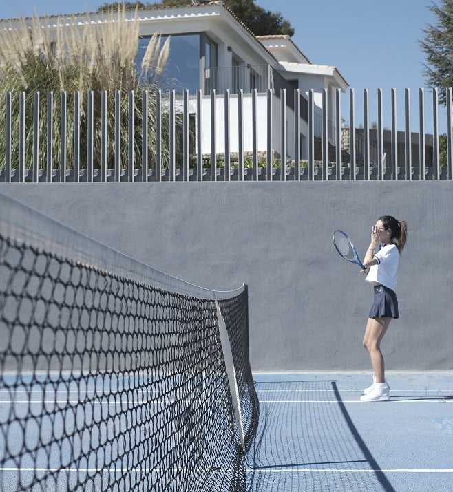Tennis court Girl playing tennis