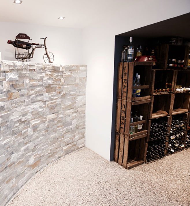 Villa Atalaya private wine cellar Wine cellar with bottles of wine