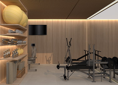 Villa Delta Gym with exercise machines and weights