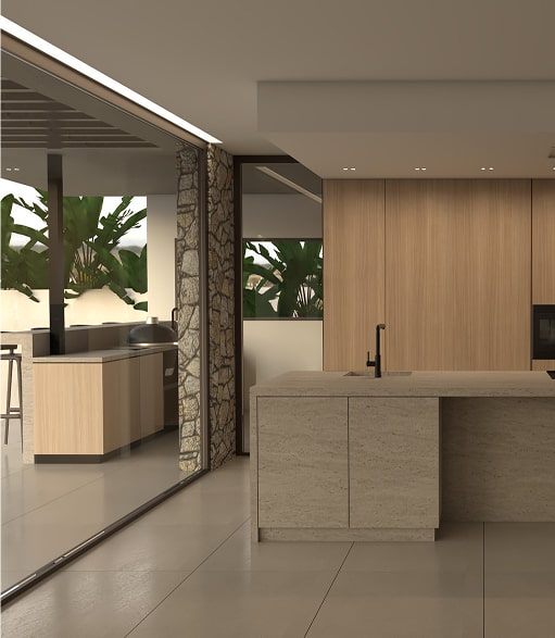Summer kitchen Open-plan kitchen connected to the outdoor terrace
