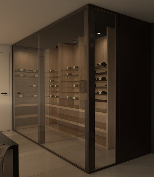 Glazed wine cellar Glazed wine cellar with a selection of wines
